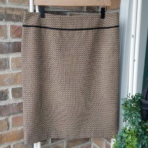 Le Suit Separates Tan/Black Patterned Pencil Skirt